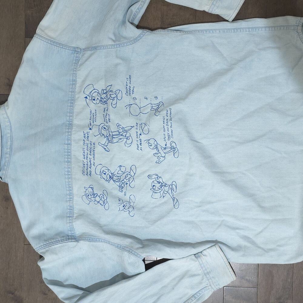 Vintage Disney Catalog Jiminy Cricket Denim Shirt Medium Embroidered 1940 Sz M - Picture 12 of 16